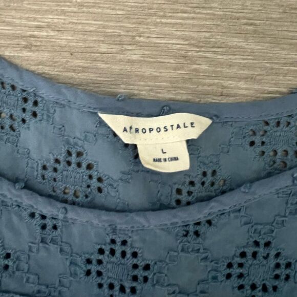 Aeropostale Solid Swiss Dot Fit & Flare Dress Blue size Large - Picture 9 of 10